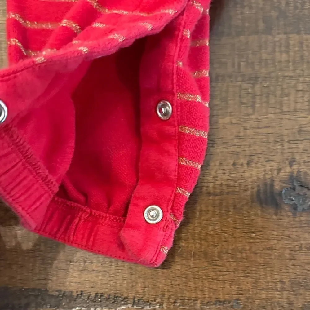 Hanna Andersson Red and Gold Striped Baby romper - Picture 3 of 6